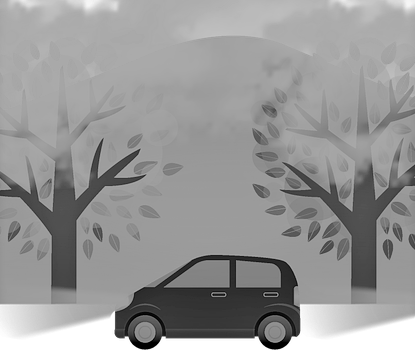 De auto en de boom.
